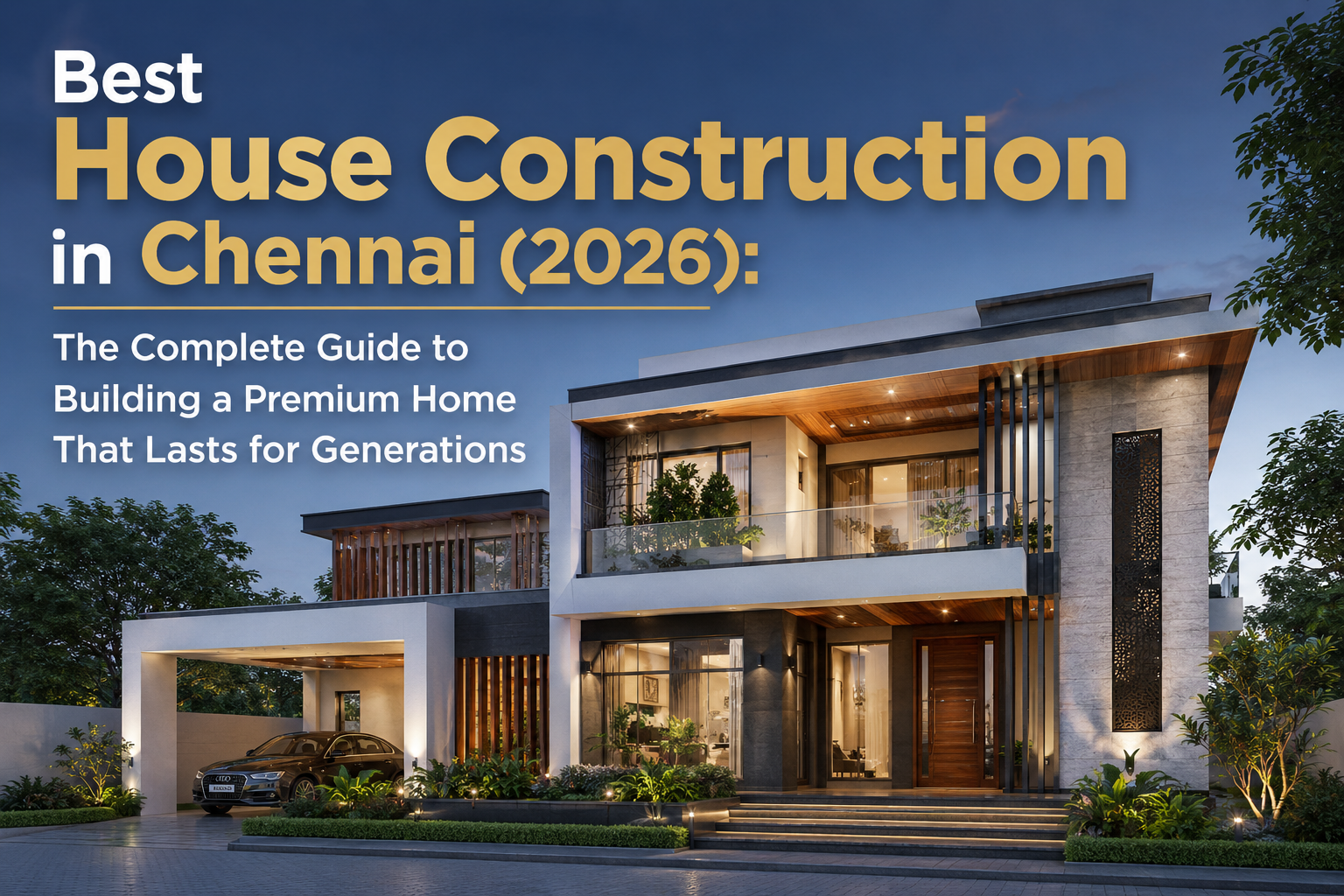 Best House Construction in Chennai 2026 featuring a premium luxury home design and expert guide to building homes that last for generations.