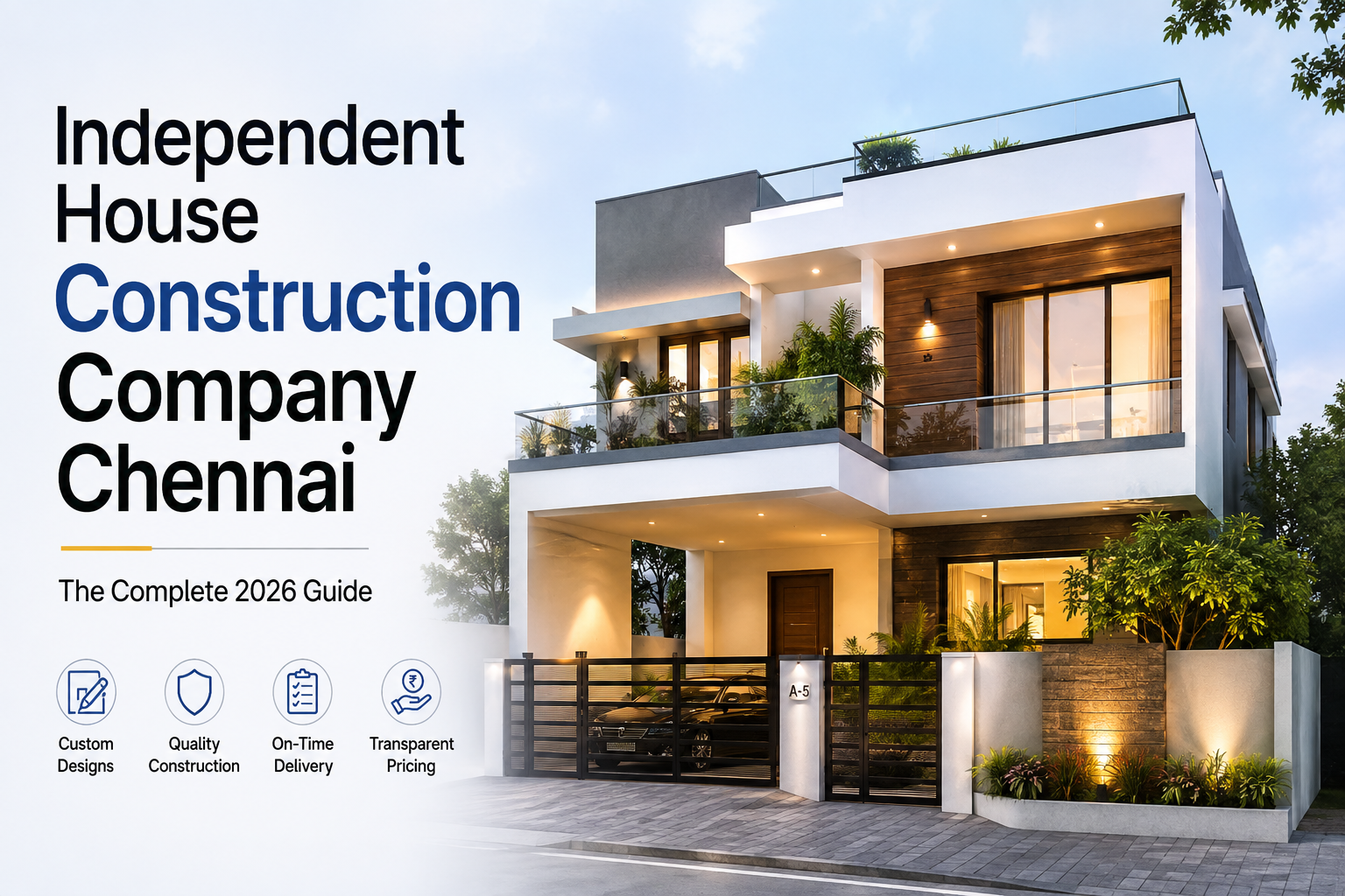 Best Independent House Construction Company in Chennai showcasing a modern luxury independent home with premium design and turnkey construction services.