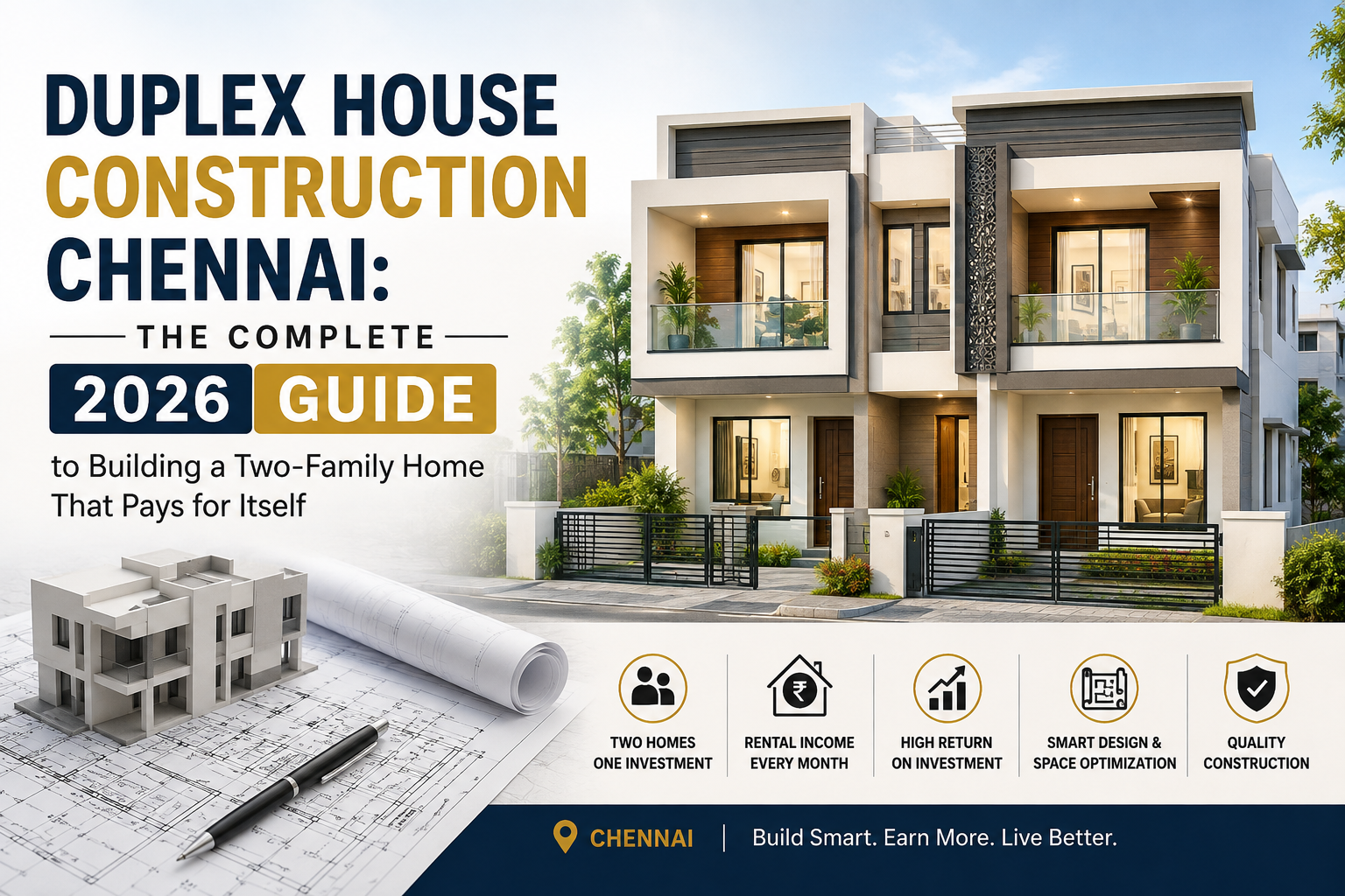 Duplex House Construction Chennai – Complete 2026 Guide to Building a Two-Family Home That Pays for Itself