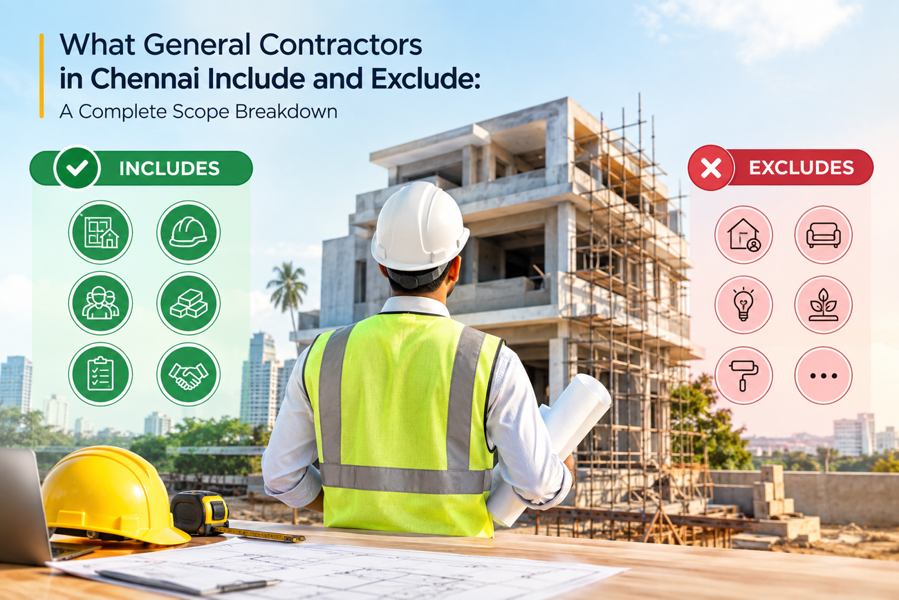 General contractors in Chennai include and exclude services for construction projects