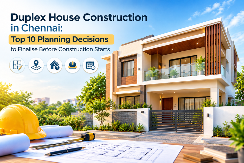 Duplex house construction in Chennai with planning decisions before construction starts